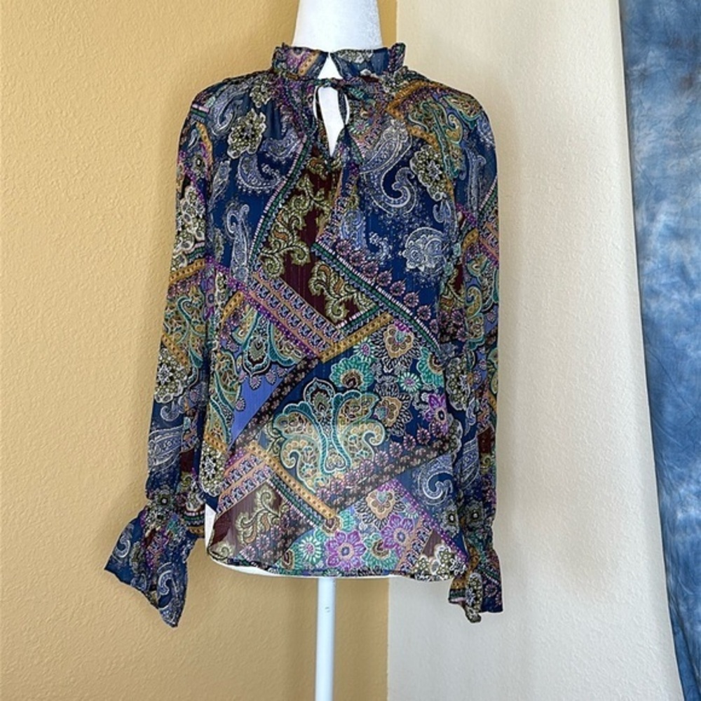 NWT floral & ivy multicolor paisley blouse with camisole Sz S